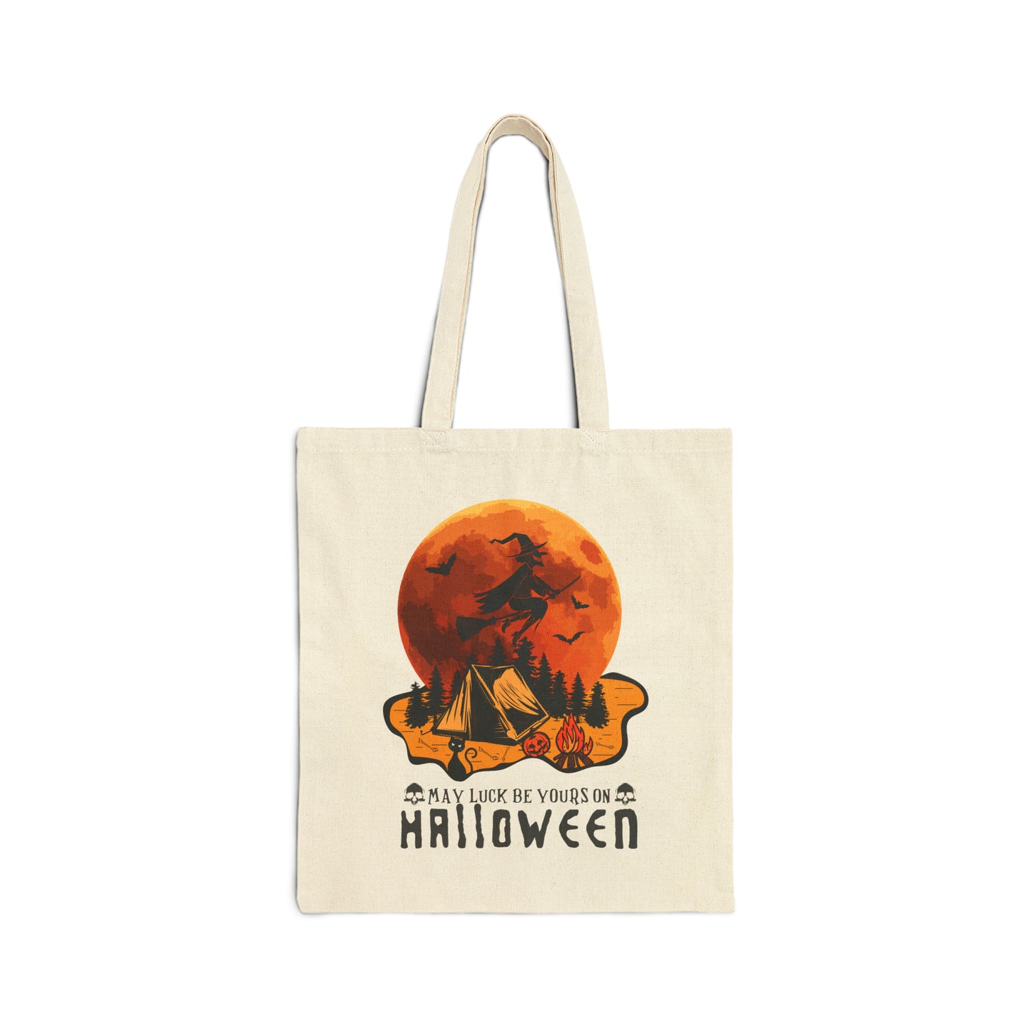 May Luck Be Yours On Halloween Cotton Canvas Tote Bag