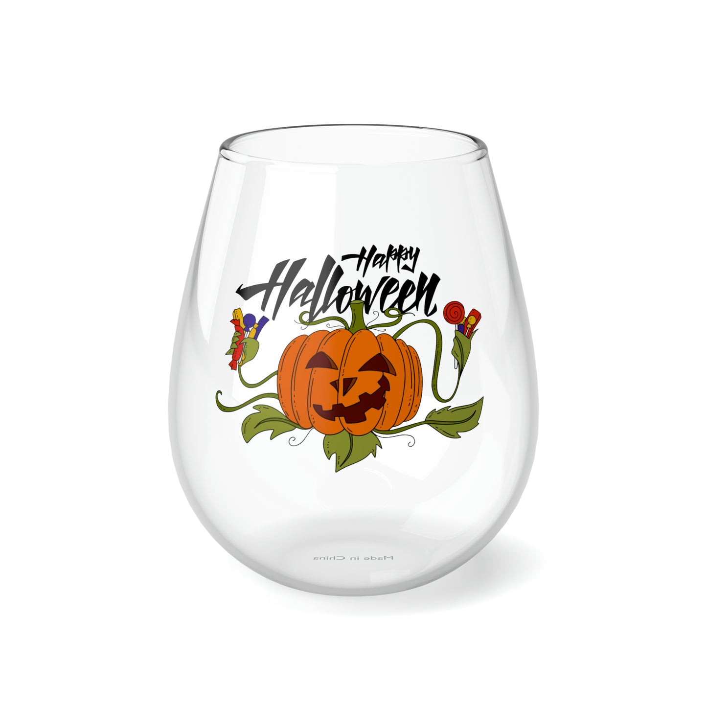 Happy Halloween Wine Glass