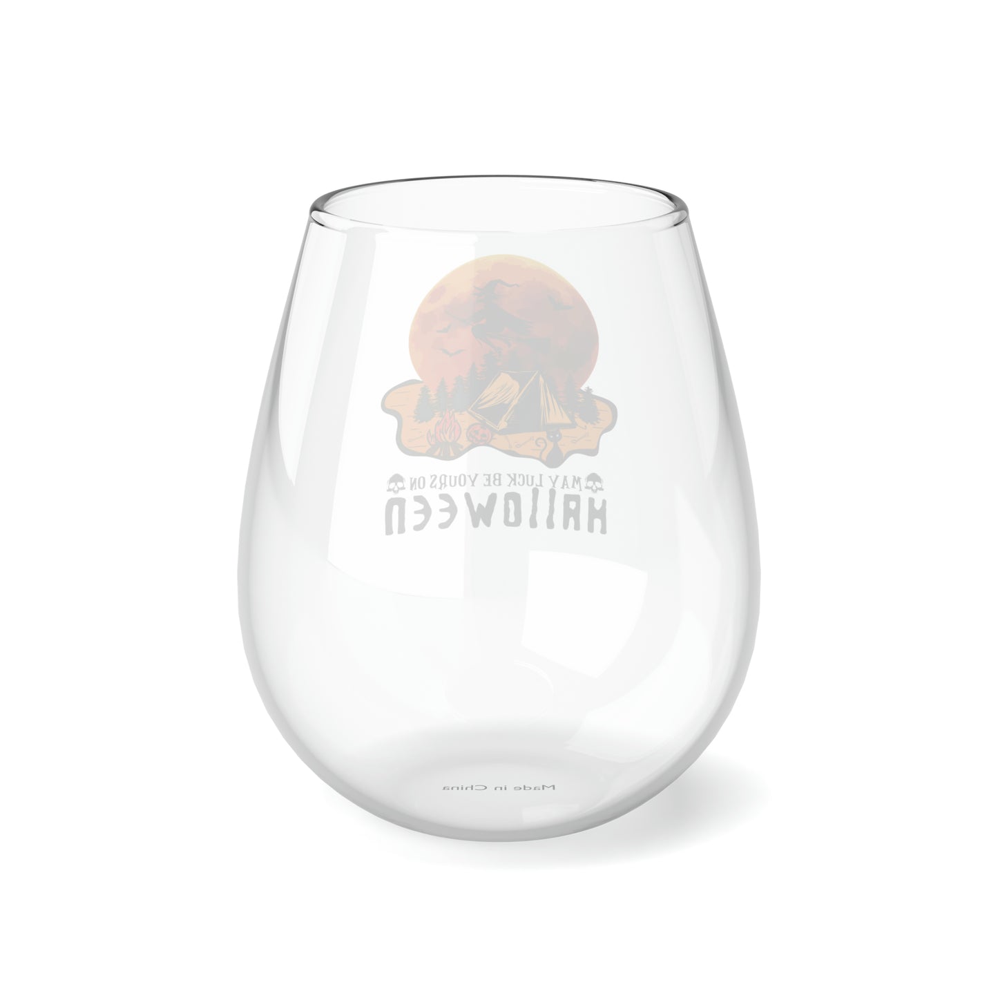 May Luck Be Yours On Halloween Wine Glass