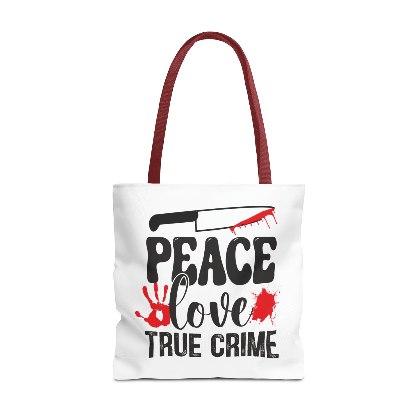 Peace Love True Crime Tote Bag (AOP)