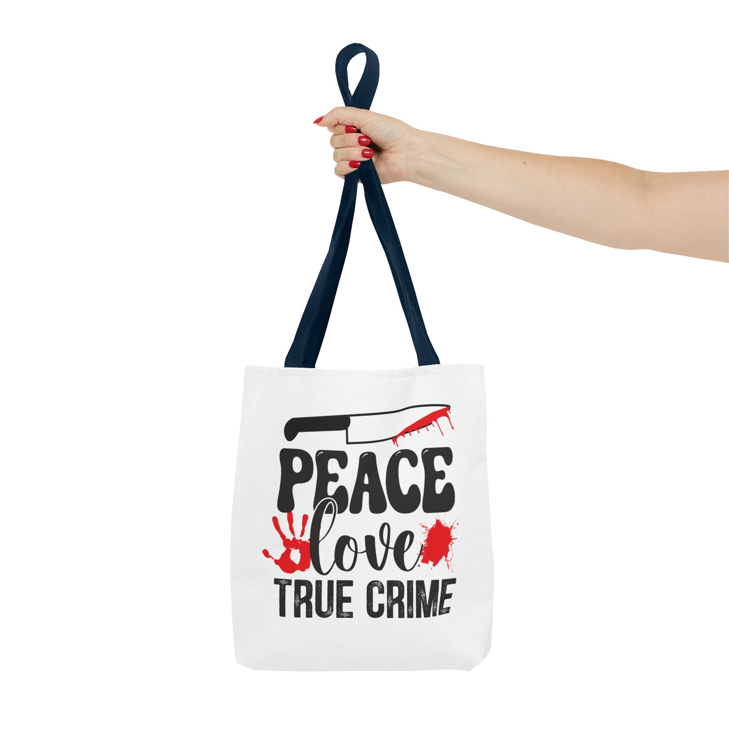 Peace Love True Crime Tote Bag (AOP)