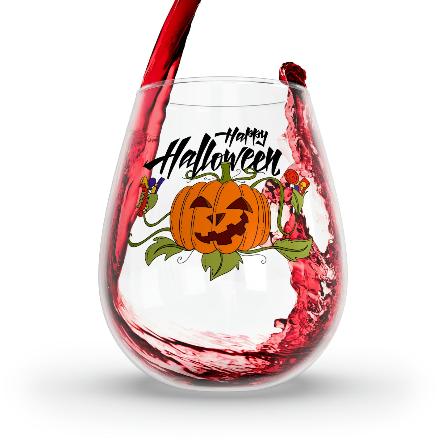 Happy Halloween Wine Glass