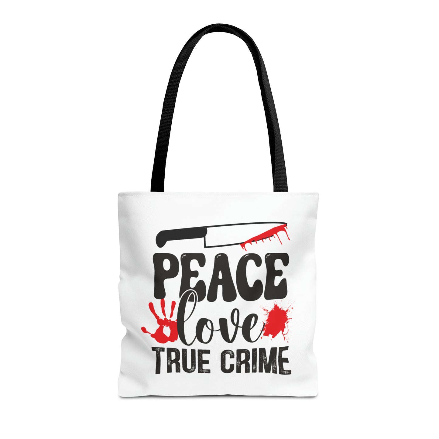 Peace Love True Crime Tote Bag (AOP)